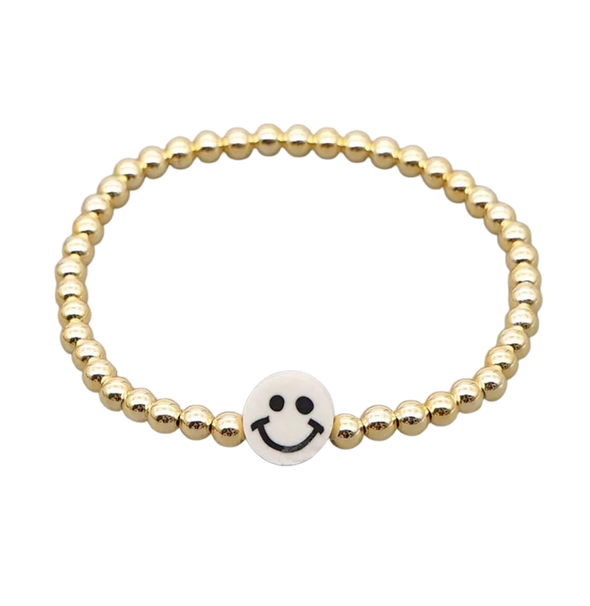 Ivory Smiley Gold Beaded Bracelet