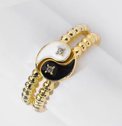 Yin Yang Gold Ring Set