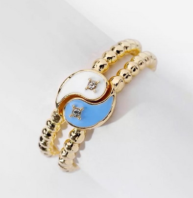 Bluu Yin Yang Gold Ring Set