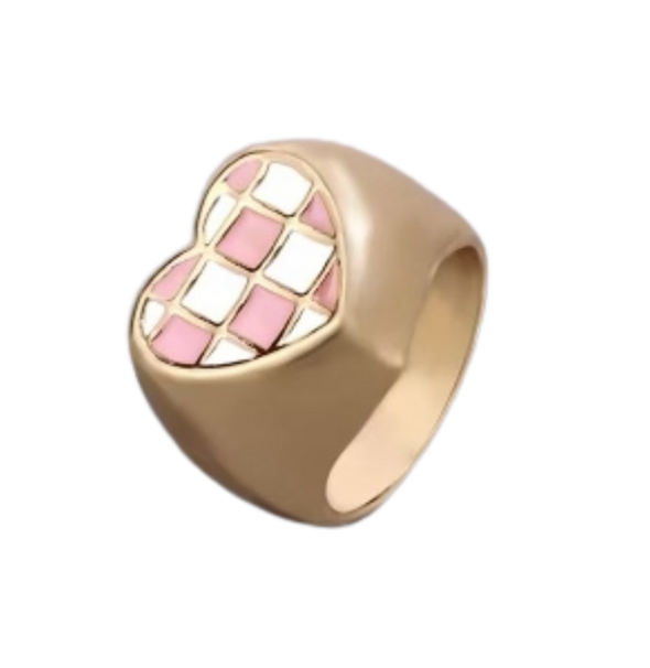Checkered Love Gold Ring
