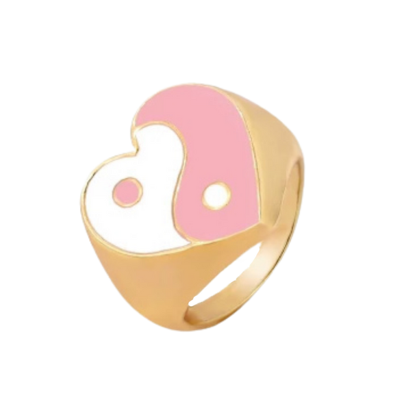 Peach Yin Yang Love Gold Ring