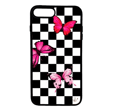 Pink Butterfly Checks for iPhone 7/8/SE